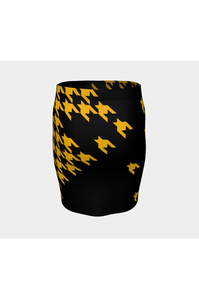 Golden Houndstooth Fitted Skirt