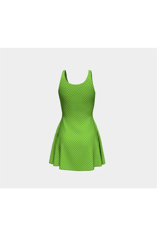 Green Polka Dash Flare Dress