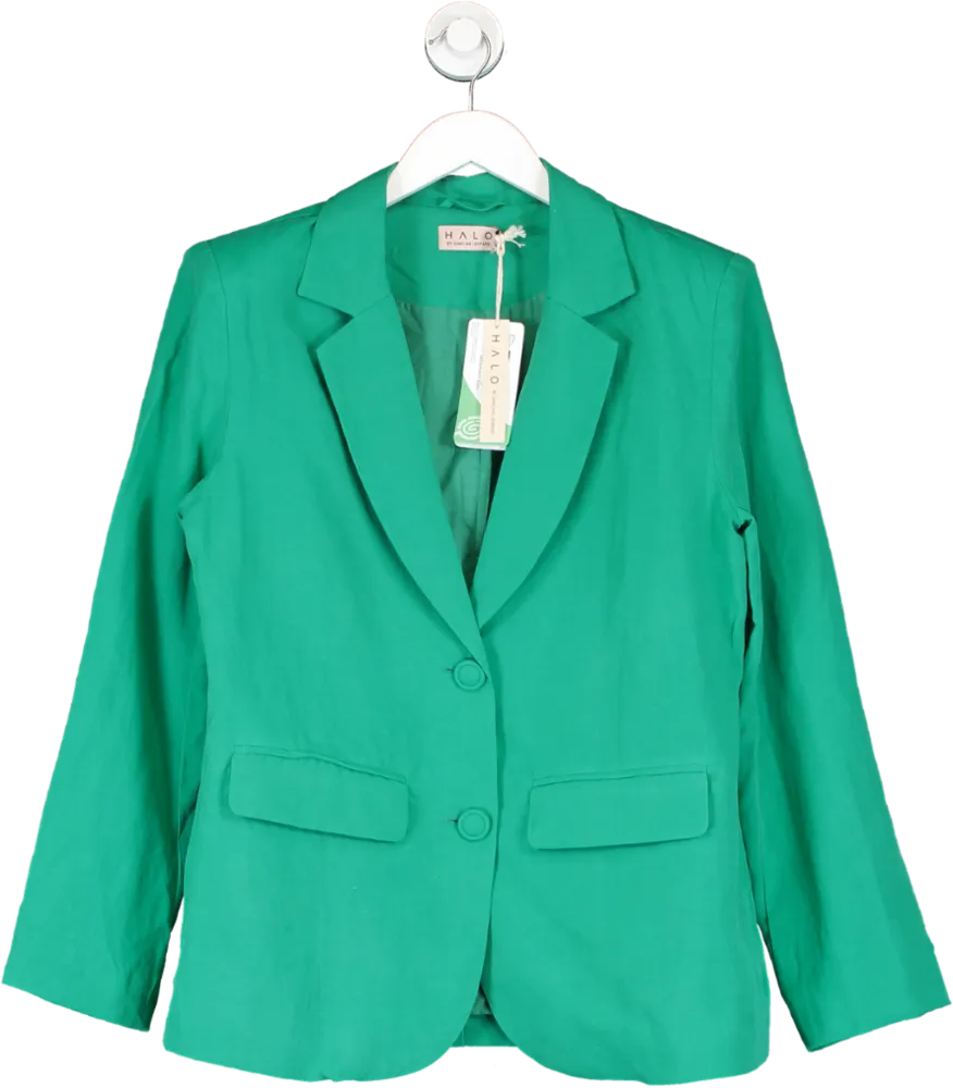 HALO by Dancing Leopard Tatiyana Linen Blazer In Vivid Green UK 8