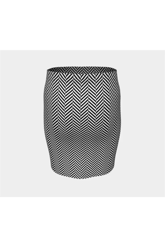 Stylish Herringbone Pattern Fitted Midi Skirt for Elegant Outfits