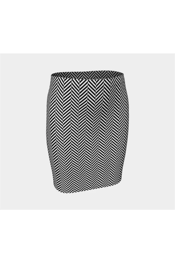 Stylish Herringbone Pattern Fitted Midi Skirt for Elegant Outfits