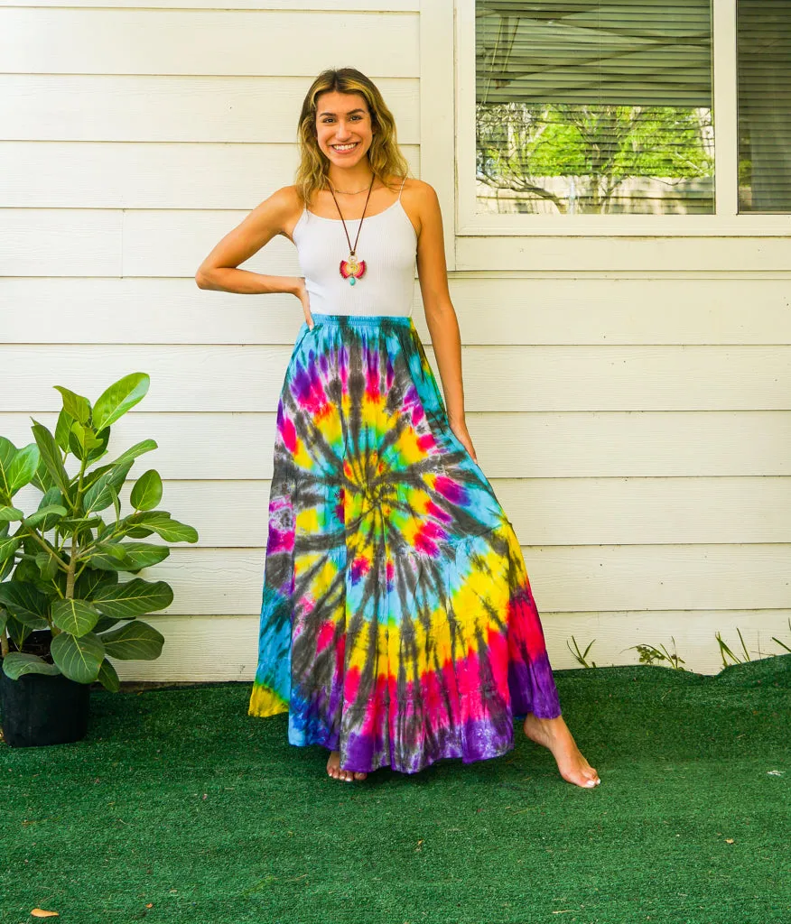 K3452- Hand Dyed Tiered Maxi Hippie Skirt