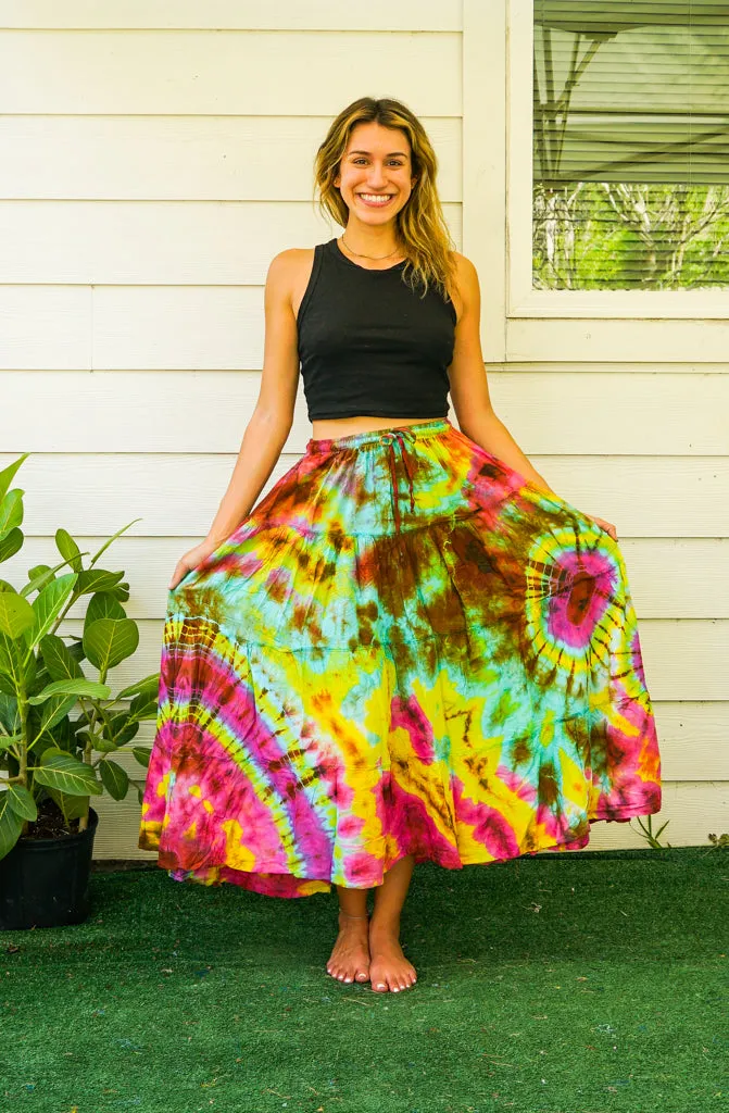 K4296- Hand Dyed Tiered Maxi Hippie Skirt