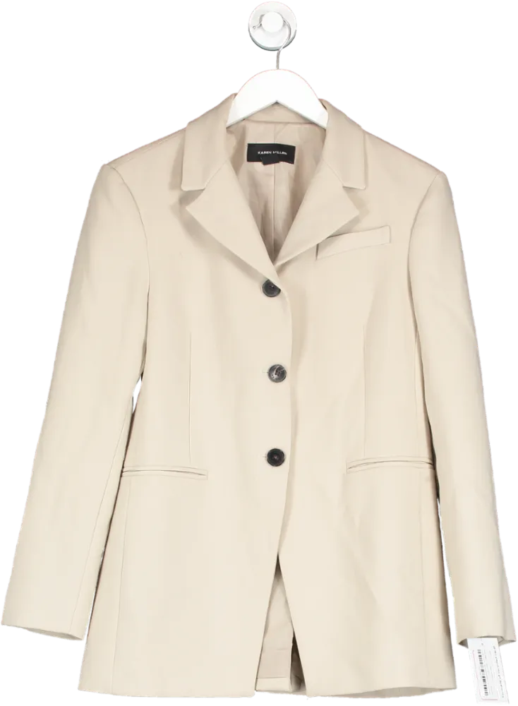 Karen Millen Nude Long Line Blazer UK 10