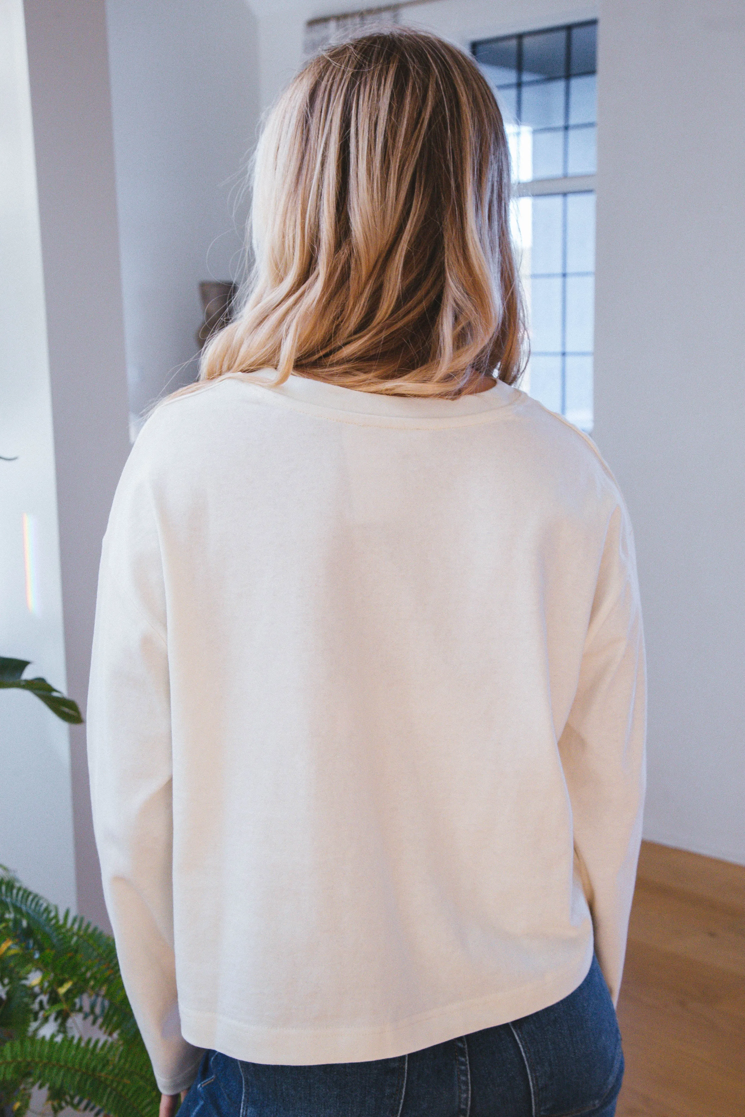 Katherine Wide Long Sleeve Tee, Cream