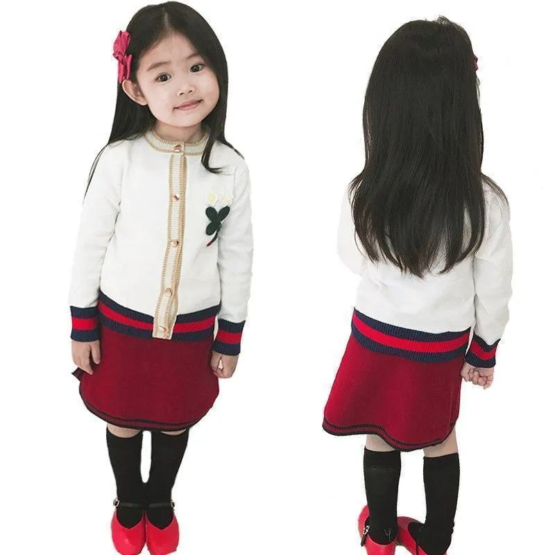 Kids Clothing Set Knitted Sweater And Skirt