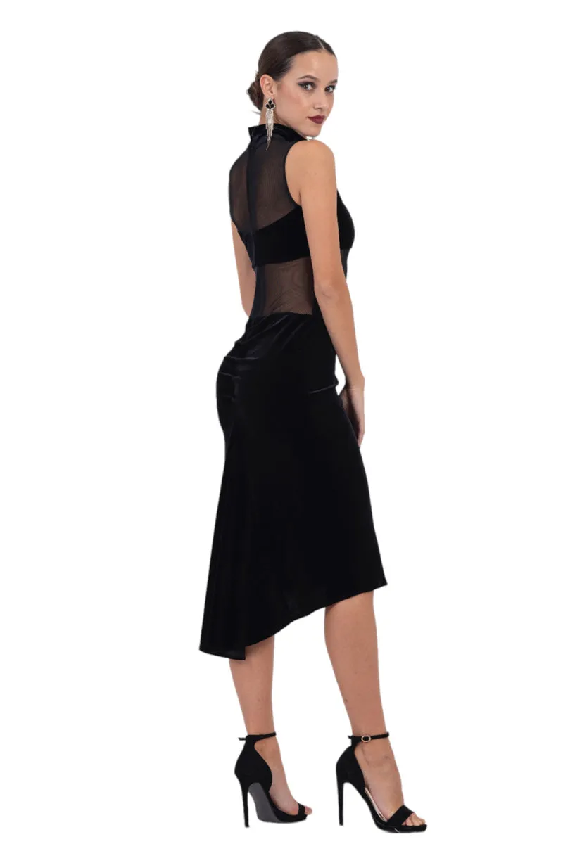 La Noche Velvet Tango Dress With Mesh Details