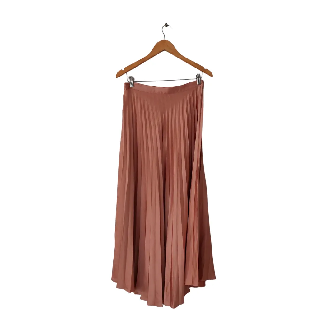 Mango Blush Pink Pleated Satin Long Skirt | Gently Used |