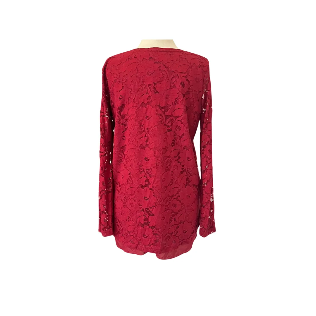 Max Red Lace Long Sleeve Top | Gently used |