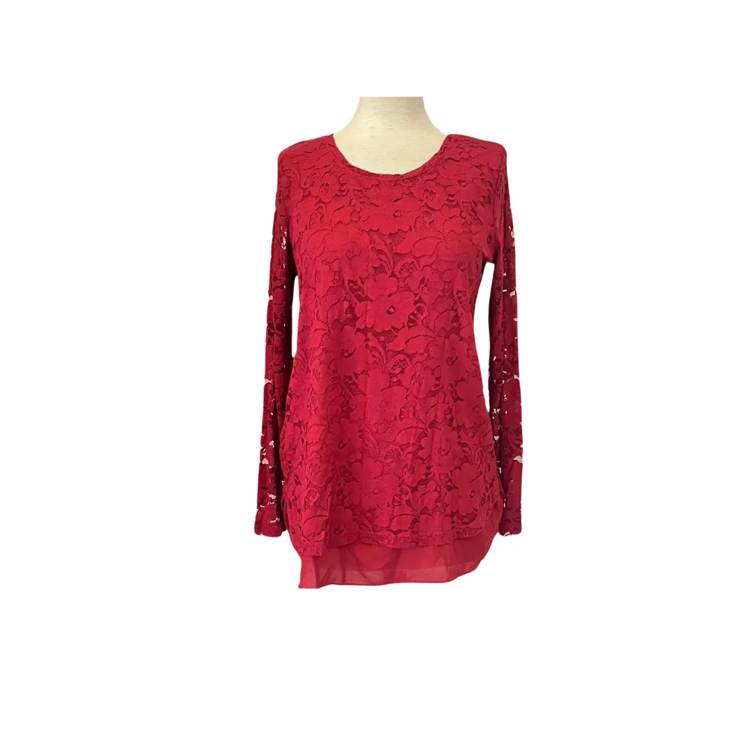 Max Red Lace Long Sleeve Top | Gently used |