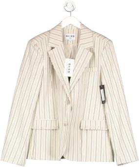 Naked Wardrobe Cream Lacing Detail Oversized Blazer UK M