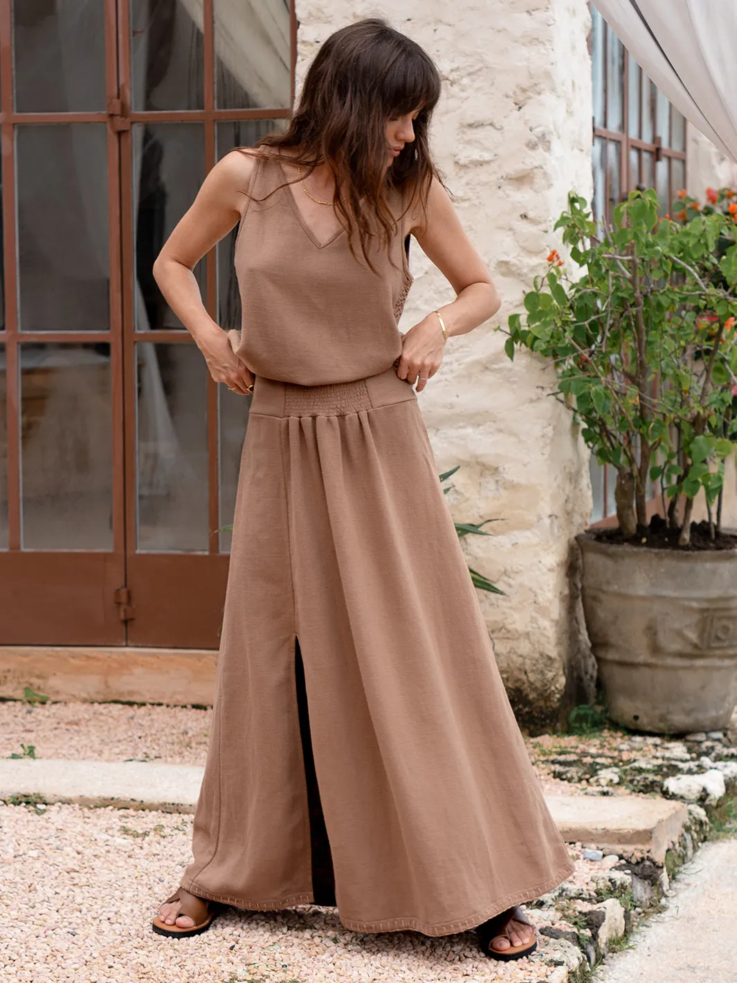 Nerii Ramie Skirt Desert Sand