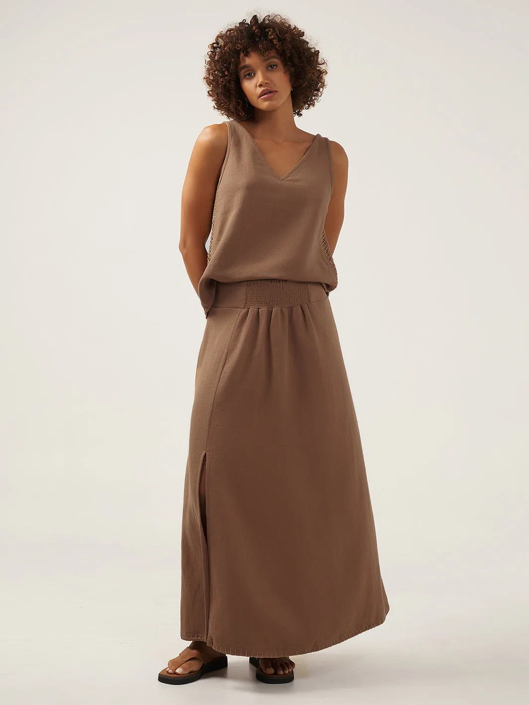 Nerii Ramie Skirt Desert Sand