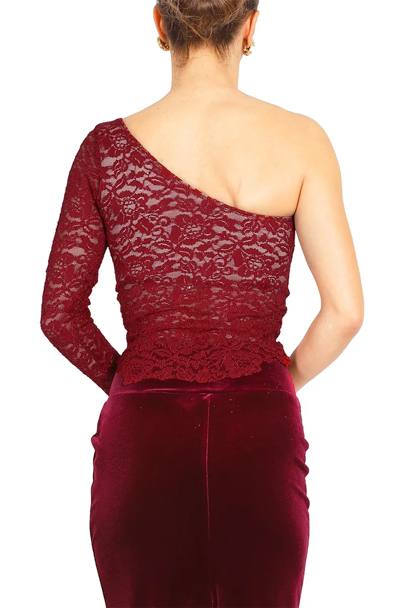 One-shoulder Lace Milonga Top