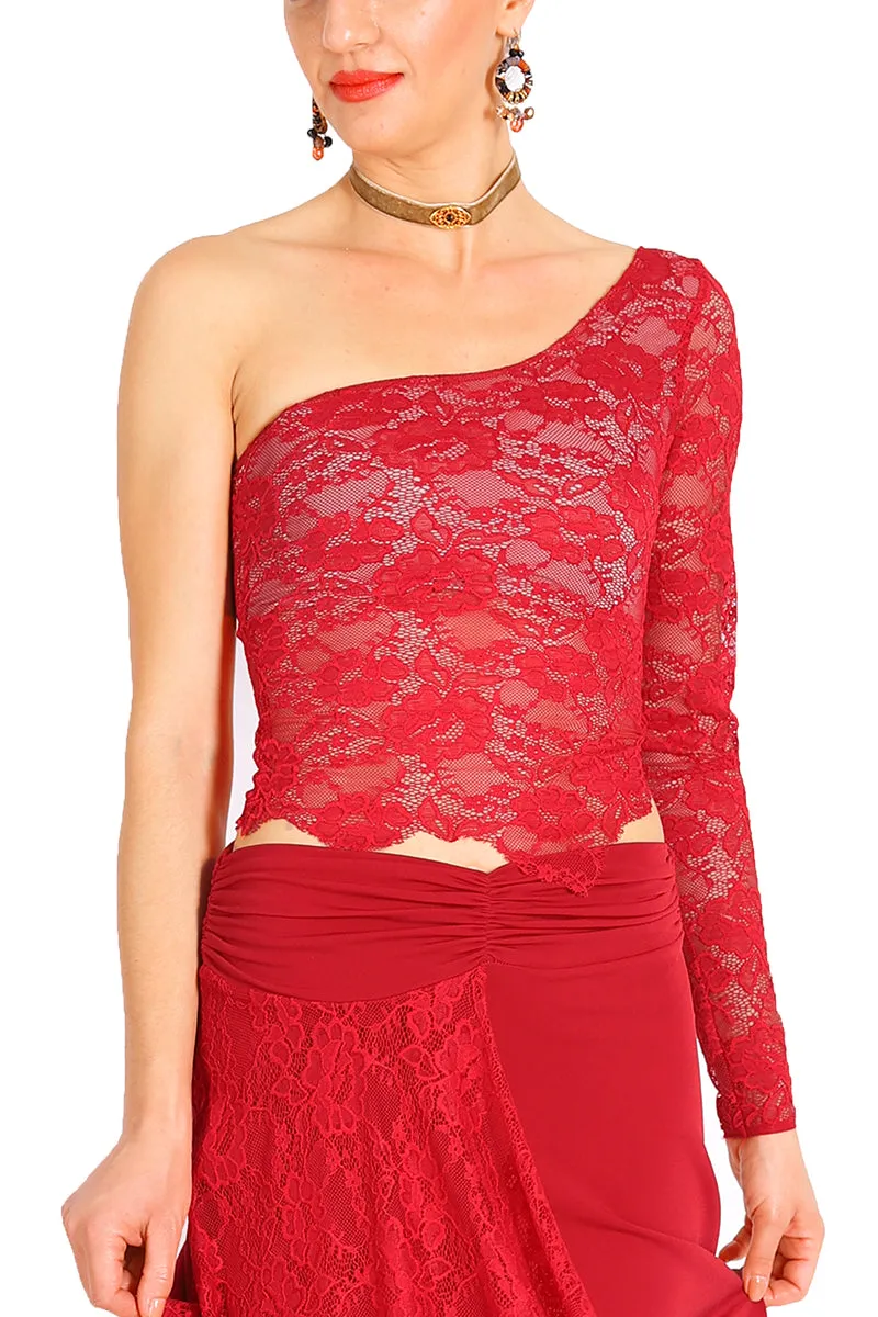 One-shoulder Lace Milonga Top