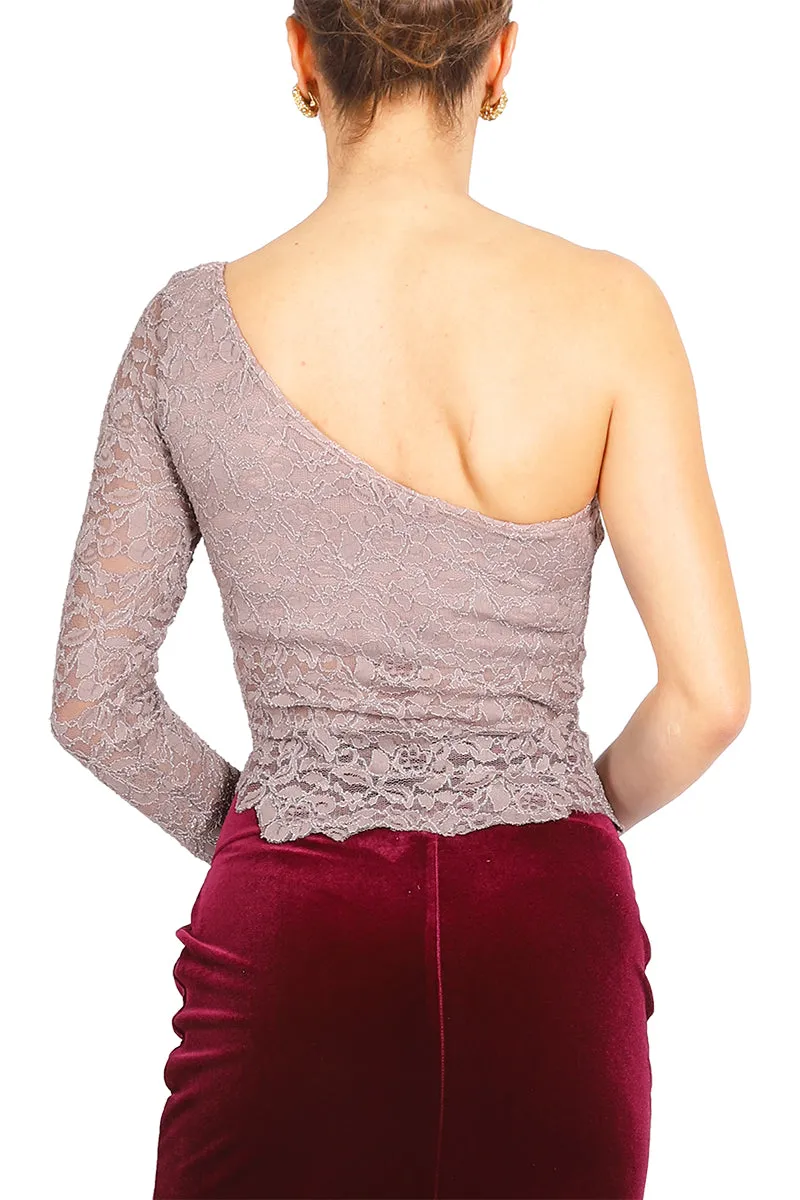 One-shoulder Lace Milonga Top