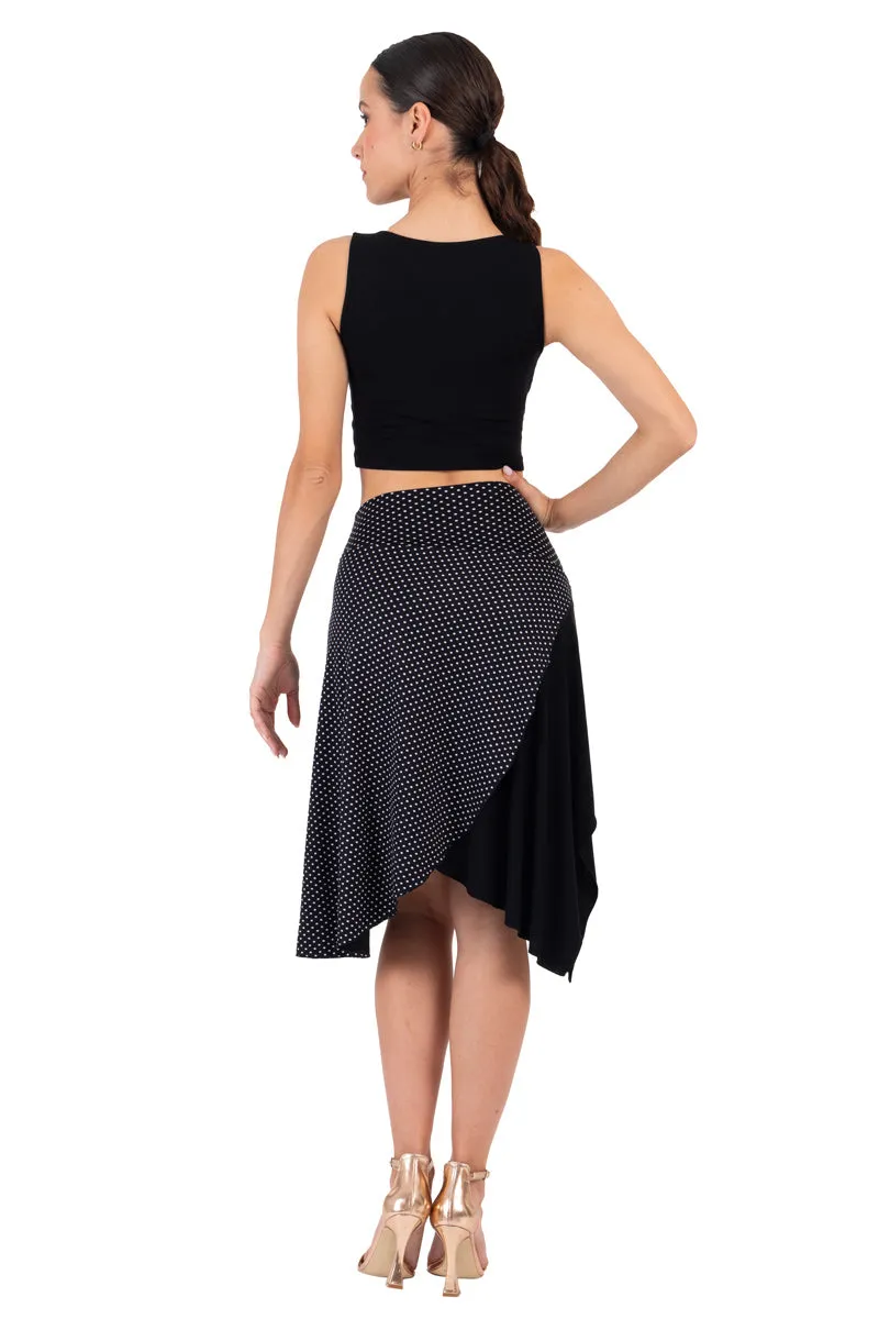 One Side Polka Dot Asymmetric Tango Skirt