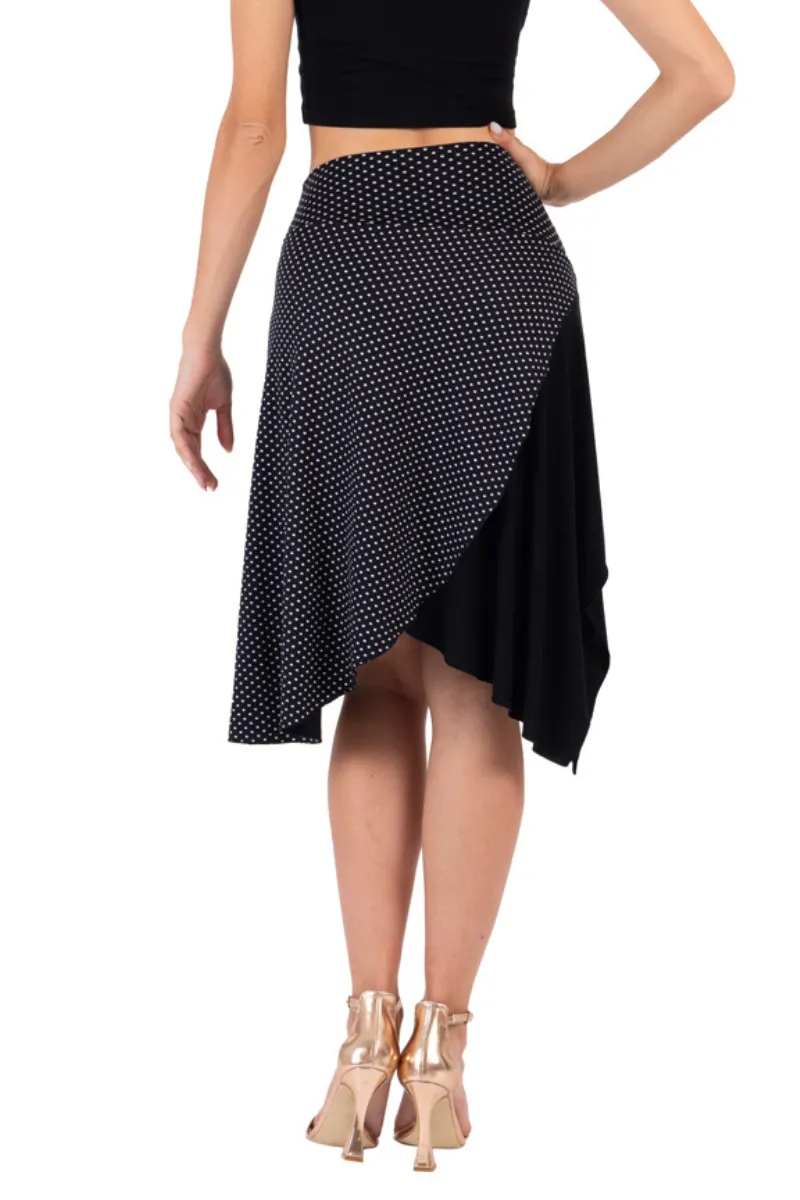 One Side Polka Dot Asymmetric Tango Skirt