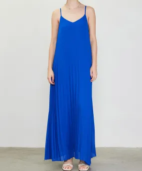 Pleated Maxi Dress - Neon Blue