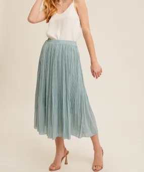 Pleated Midi Skirt - Sky Blue