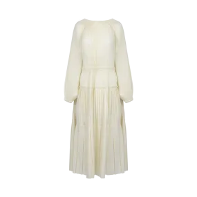 Pleated Midi Yelllow Dress