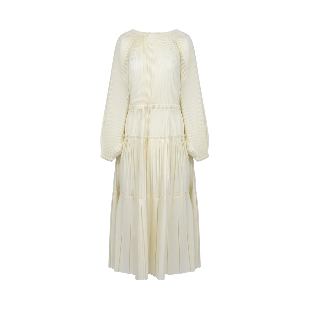 Pleated Midi Yelllow Dress