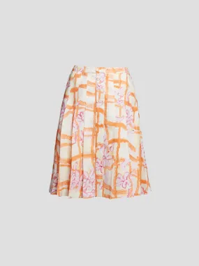 Pleated Open Front Skirt in Pink