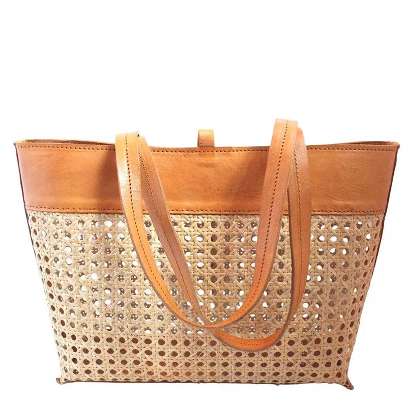 POPPY   SAGE | Madeline Cane and Leather Tote