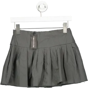 PrettyLittleThing Charcoal Grey Stretch Woven Low Rise Pleated Micro Mini Skirt UK 10