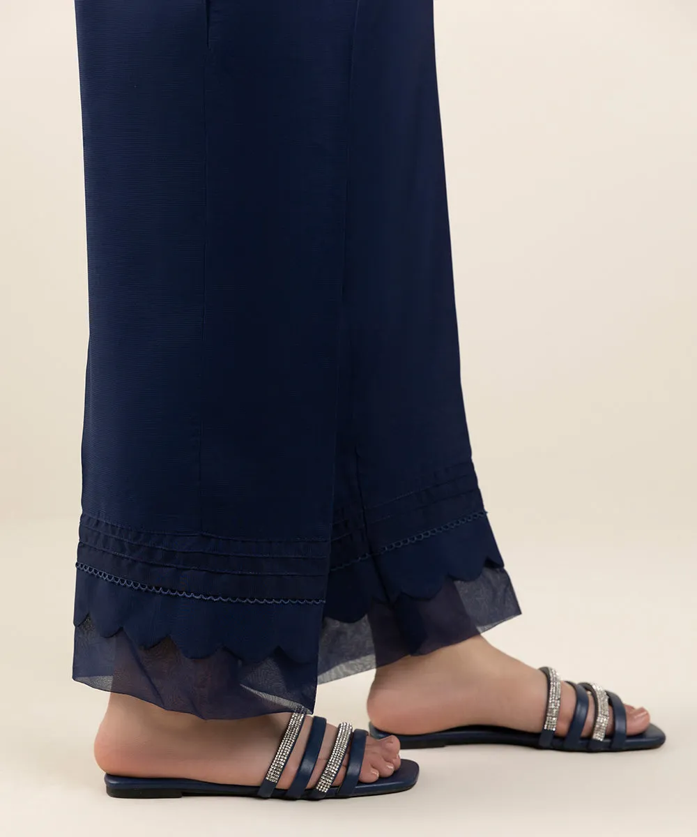 Luxurious Raw Silk Straight-Leg Pants for Effortless Elegance