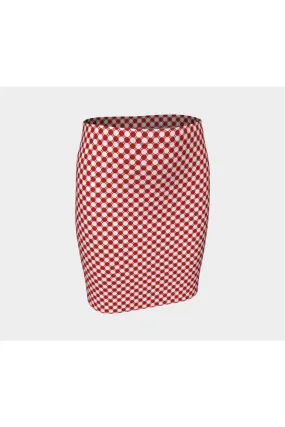 Red Checker Fitted Skirt