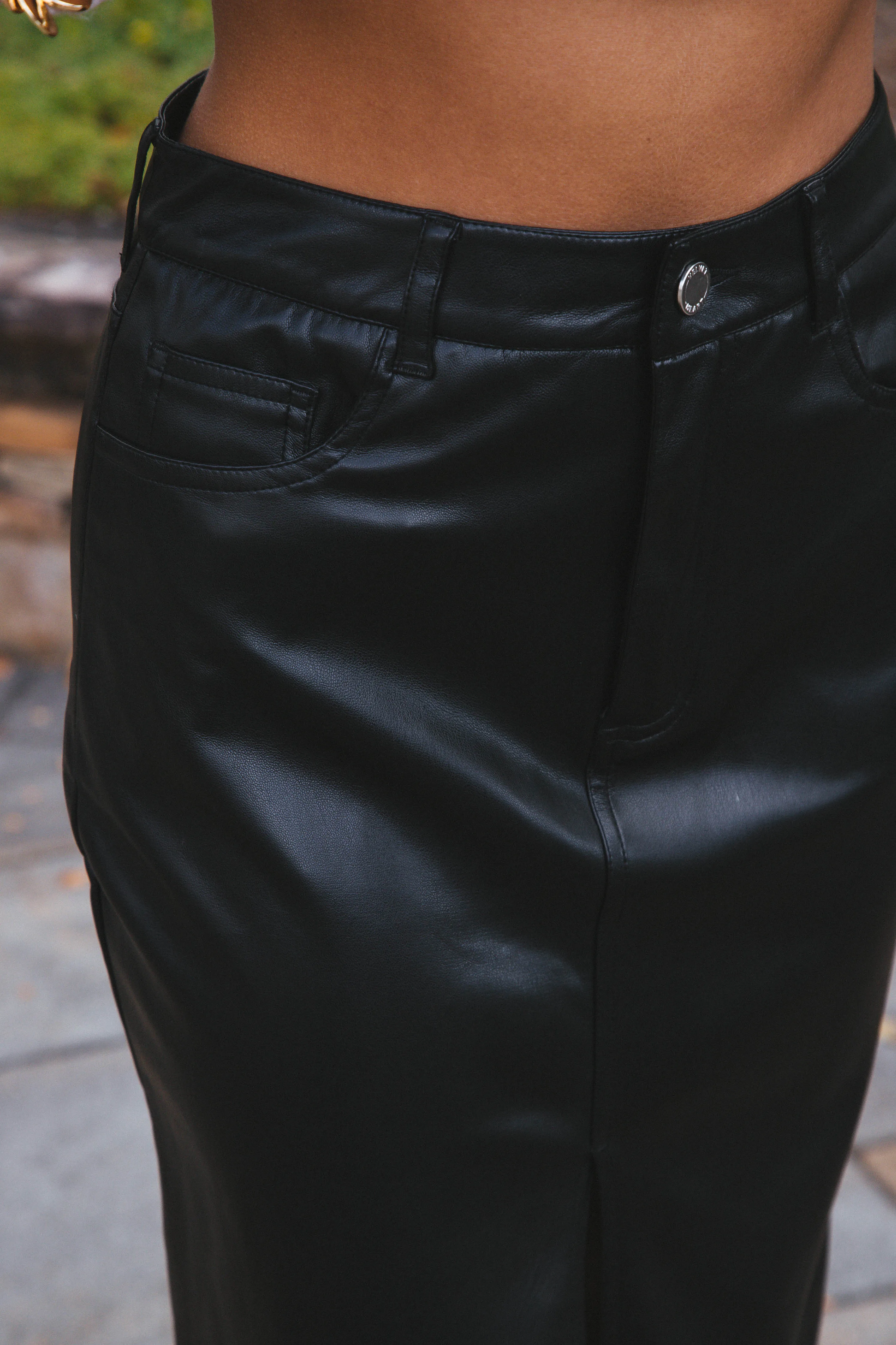 Rocky Faux Leather Midi Skirt, Black | Velvet Heart