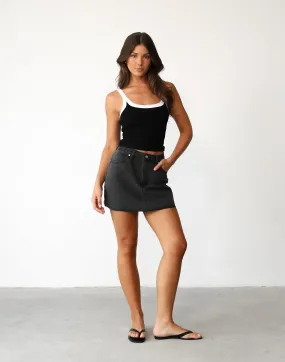 Rowan Denim Mini Skirt (Dark Grey)