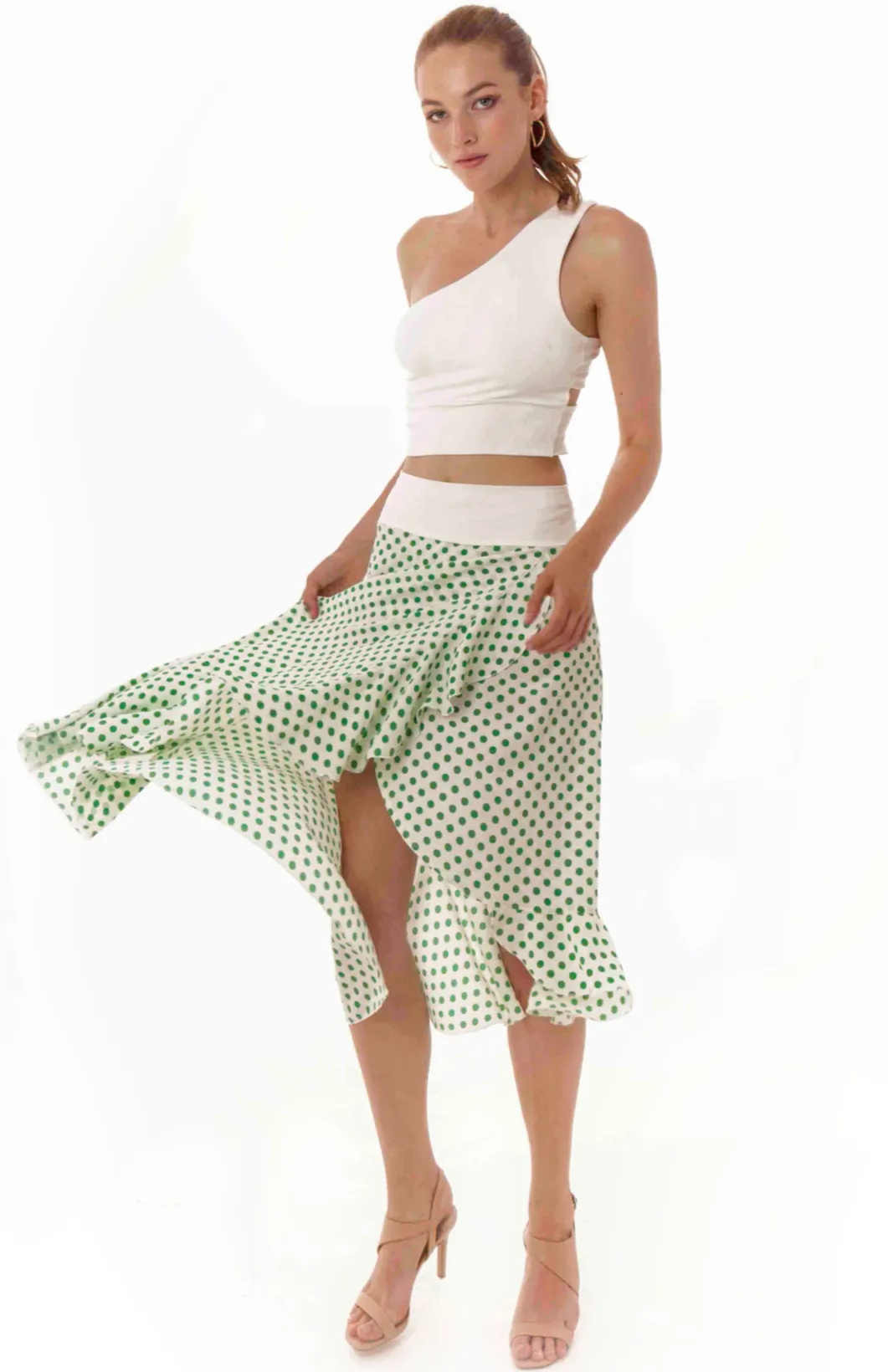 Ruffle Hem Polka Dot Skirt (XS,S,M,L)