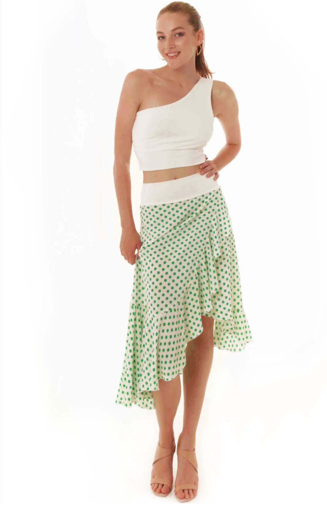 Ruffle Hem Polka Dot Skirt (XS,S,M,L)