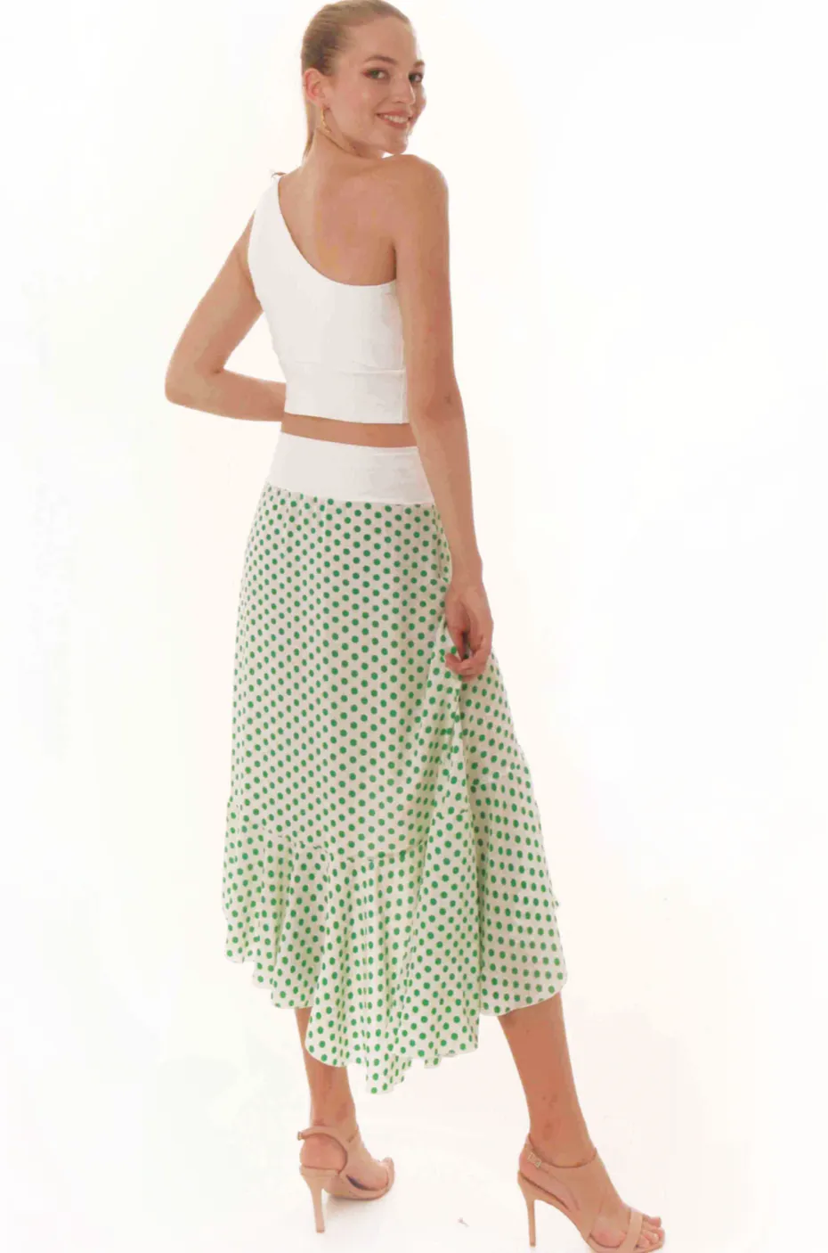 Ruffle Hem Polka Dot Skirt (XS,S,M,L)