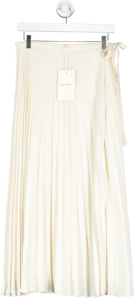 Écru Cream Pleated Dila Midi Skirt by Sézane – Elegant UK Size 10