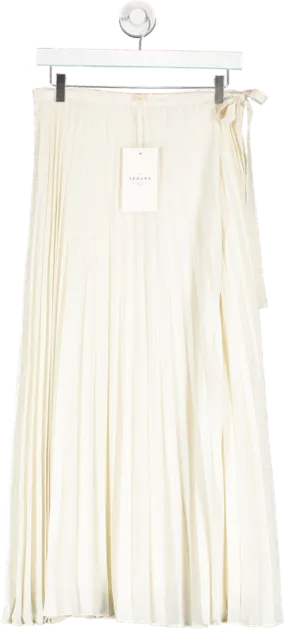 Écru Cream Pleated Dila Midi Skirt by Sézane – Elegant UK Size 10