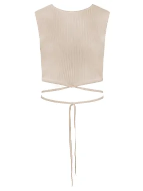 Sleeveless Knit Tie Crop