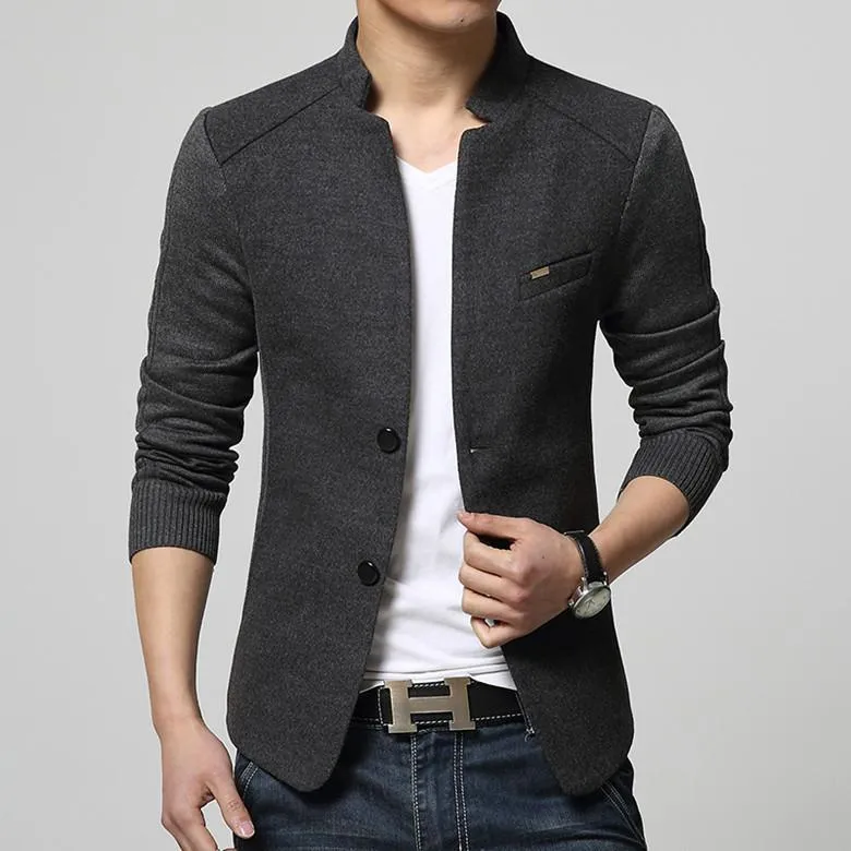 Suit Collar Woolen Blend Blazer