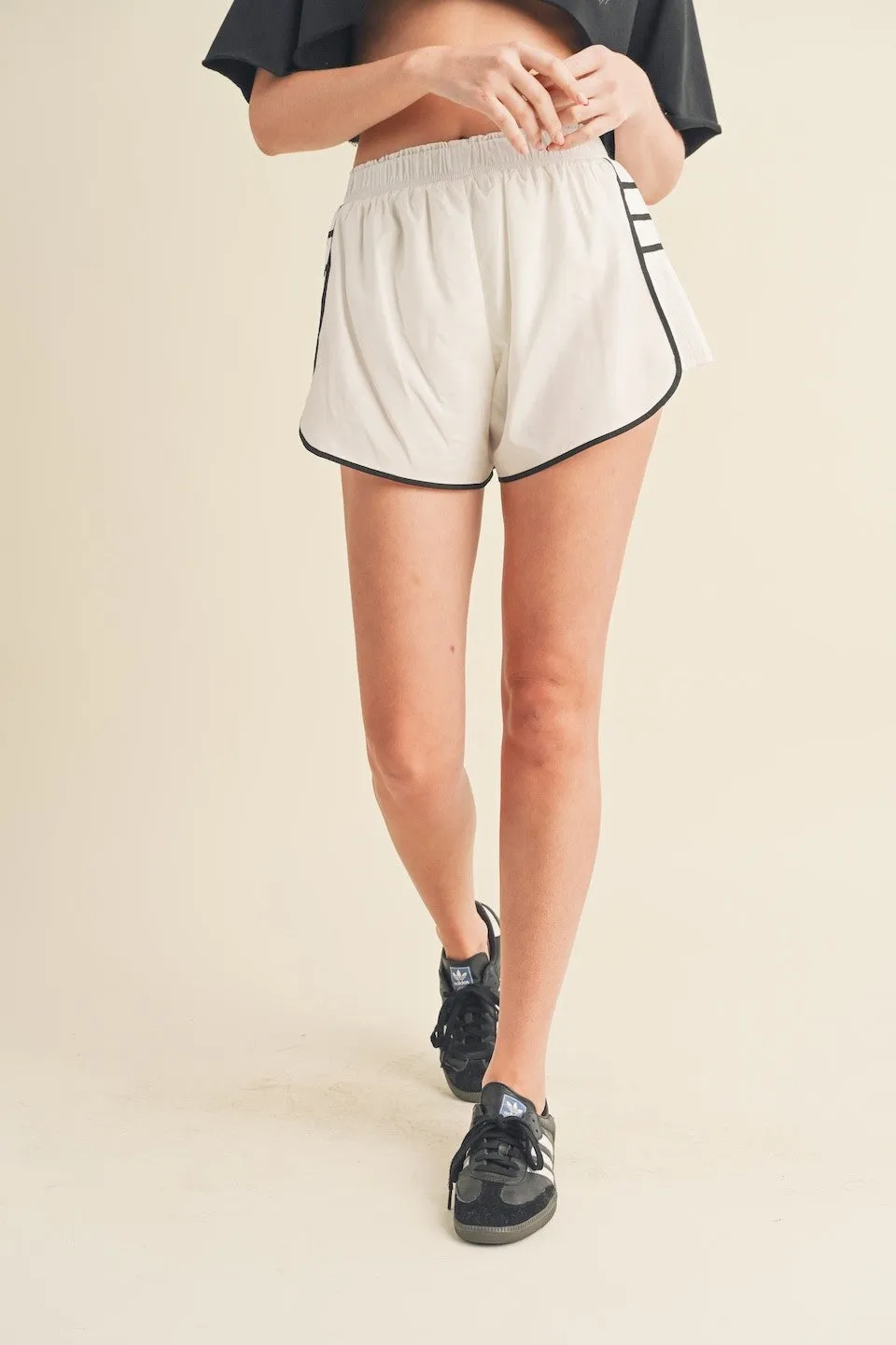 Summer Pleated Athletic Shorts, White