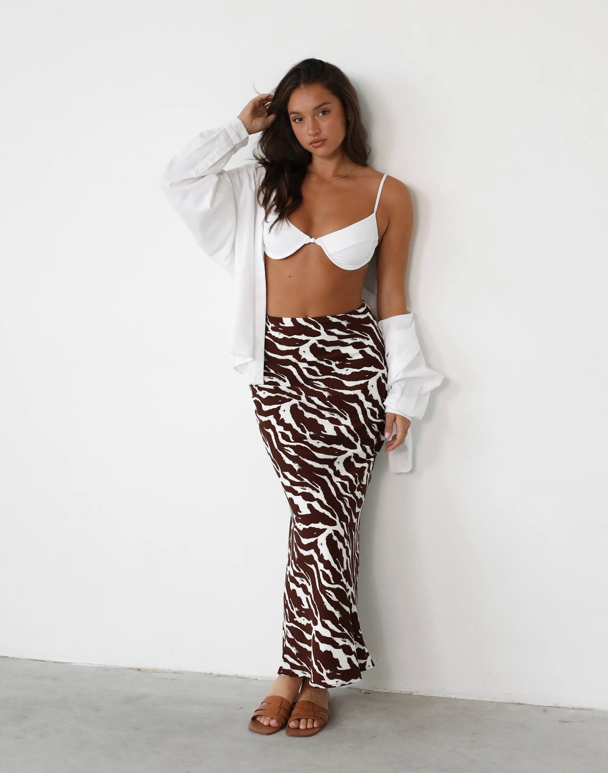 Sye Maxi Skirt (Choc Marble Print)