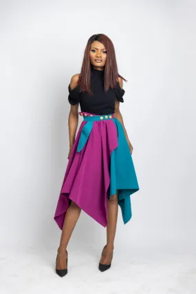 Tade Wrap Two-Toned Skater Skirt