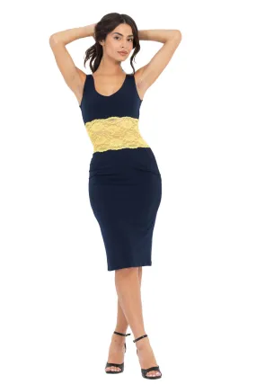 Tango Dress With Yellow Lace Waistband