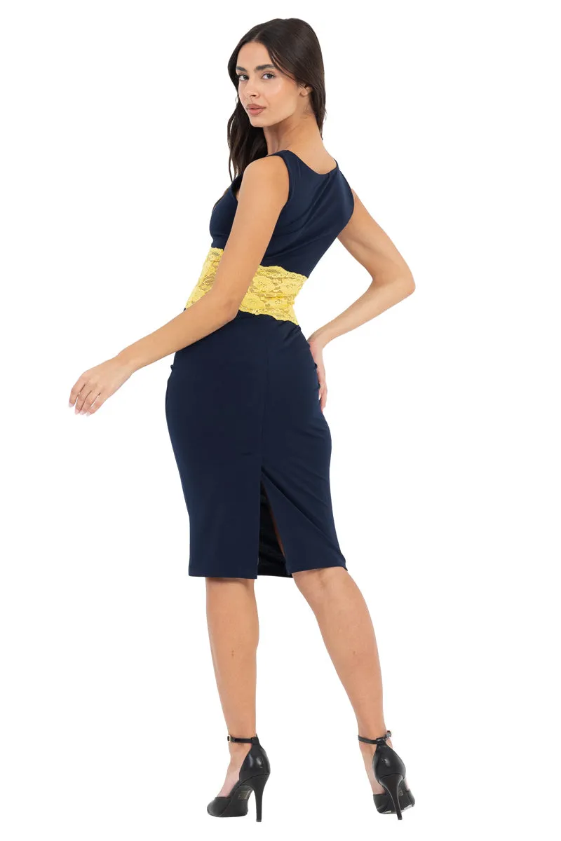 Tango Dress With Yellow Lace Waistband