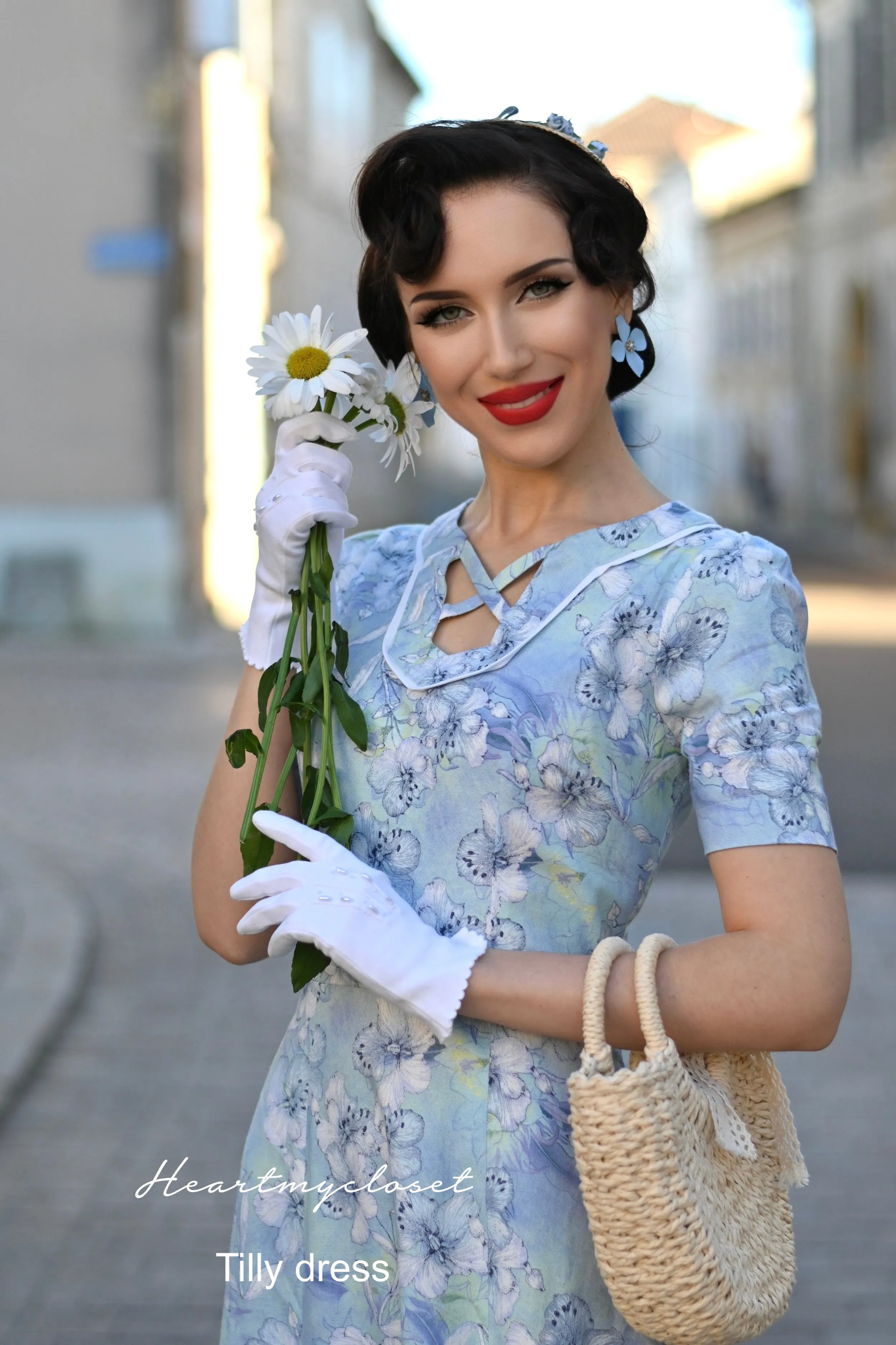 Tilly - Agent Carter inspired dress - blue linen