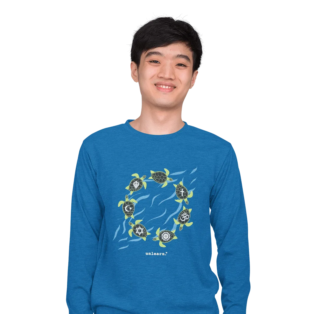 Turtles - Relaxed Fit Heather Blue Long Sleeve T-Shirt*