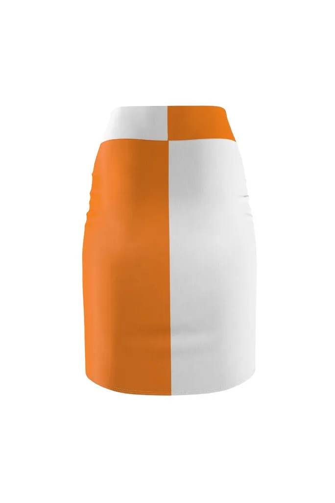 Two-Toned Turmeric/White Women's Pencil Skirt