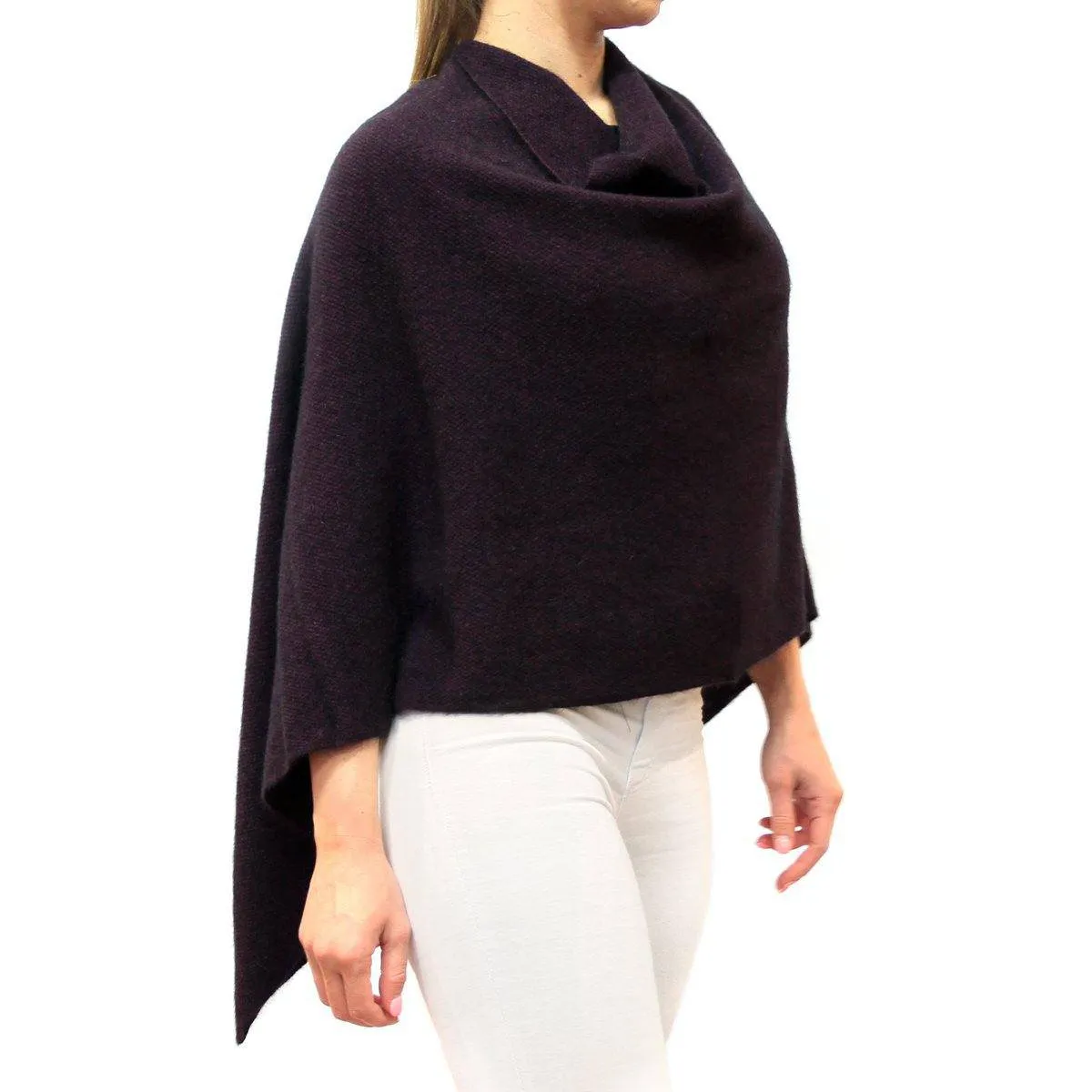 Two Way Possum Merino Poncho - Grape