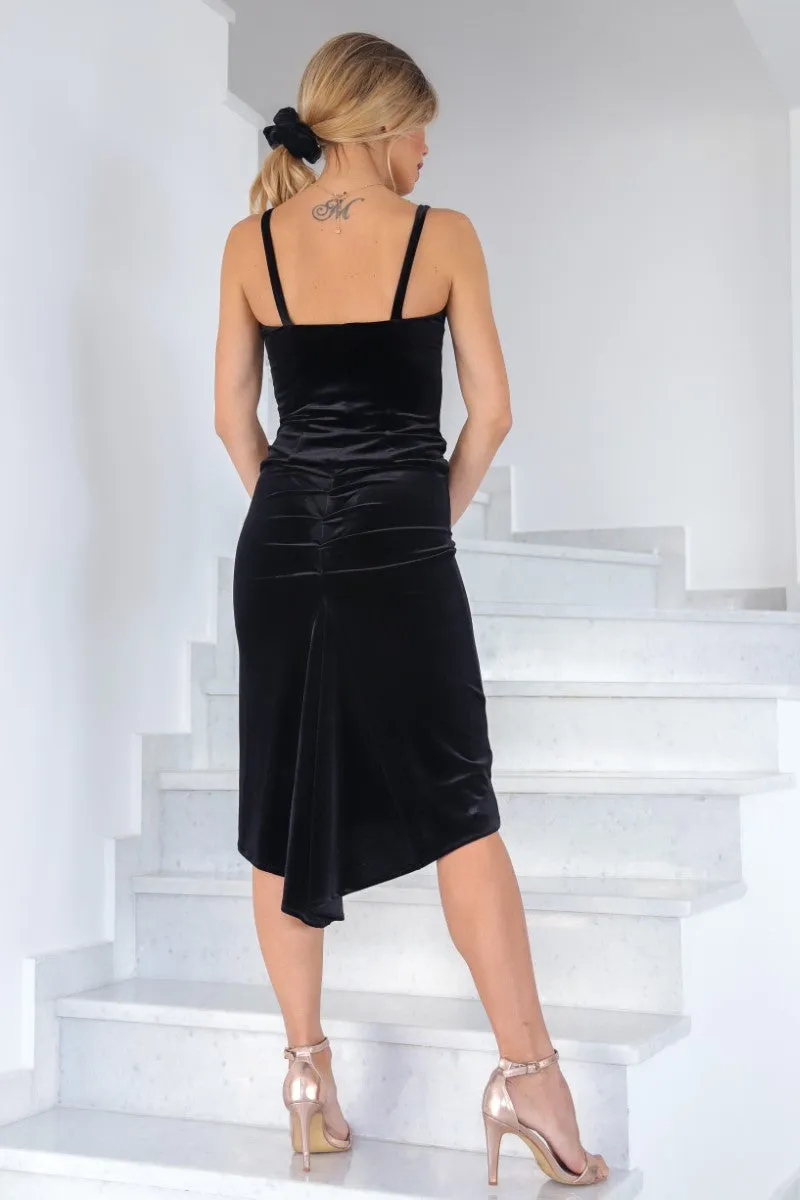 Velvet Fishtail Tango Dress With Thin Straps